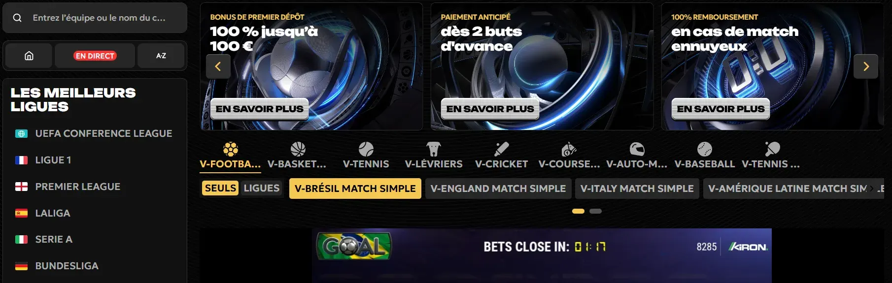 Paris sportifs virtuels proposés par le Spinsy Casino